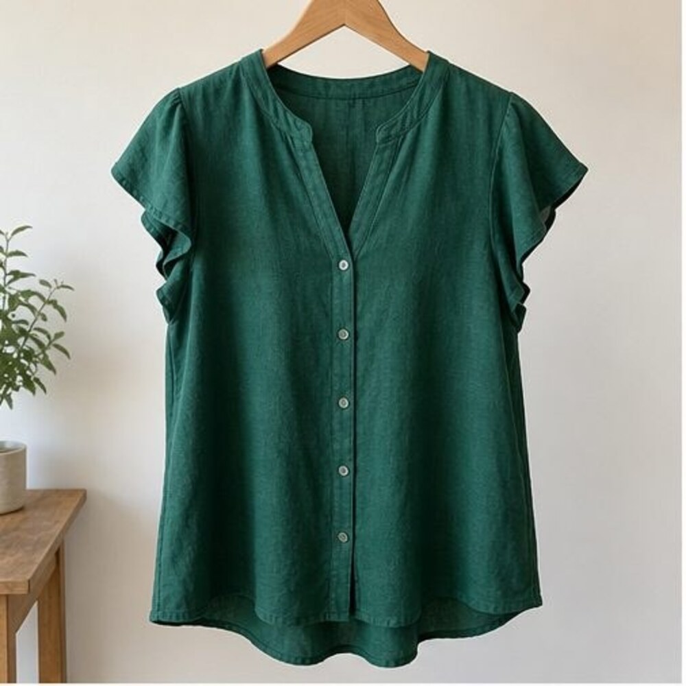 Emerald Button Blouse - Picture 1 of 6